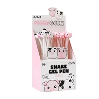 stylo flexible piggy & cow - présentoir 24 pcs