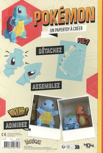 Pokémon. Un papertoy à créer. Salamèche - Carapuce - Bulbizarre