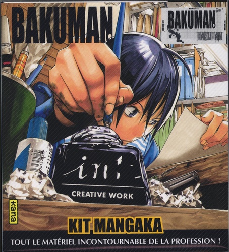 Tsugumi Ohba et Takeshi Obata - Kit mangaka Bakuman - Tout le matériel incontournable de la profession ! Avec 1 jeu de papier, 1 jeu de trame, 1 pot d'encre de Chine, 1 porte-plume, 3 plumes, 1 "pistolet" pour tracer des formes.
