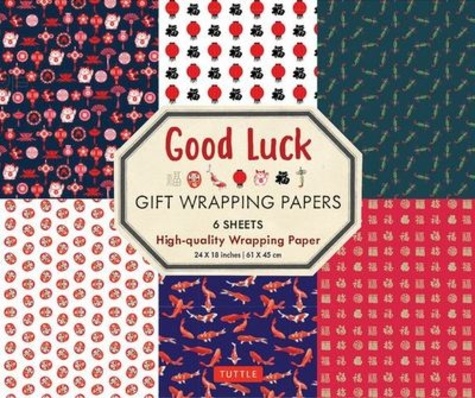  Tuttle - Good Luck - Gift Wrapping Papers - 6 Sheets.