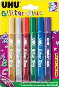 Lot 6 glitter glue original 10 ml young créativ