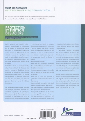 Protection et finition des aciers. Recommandations aux métalliers pour la mise en oeuvre des traitements de surface