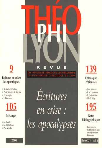 Isabelle Chareire - Théophilyon N° 14 Volume 1, Mars : Ecritures en crise : les apocalypses.