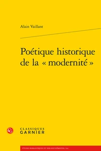 Poétique historique de la "modernité"