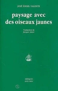 Paysage avec des oiseaux jaunes