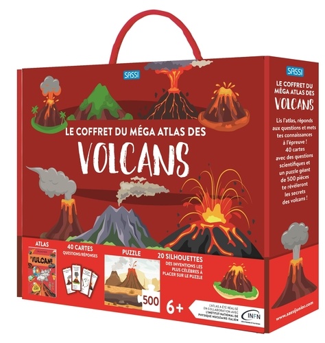 Le coffret du méga atlas des volcans. Avec 1 atlas, 40 cartes questions-réponses, 1 puzzle de 500 pièces et 20 silhouettes à placer sur le puzzle