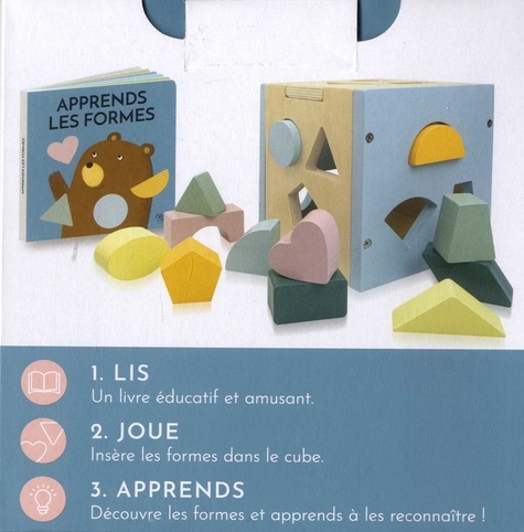 Le cube des formes. Jeux en bois + livre