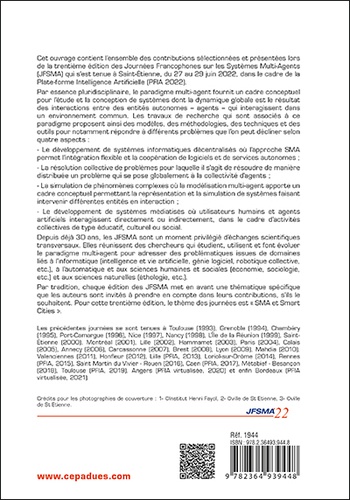 SMA et Smart Cities. Journées francophones sur les systèmes multi-agents (JFSMA'22) St-Etienne  Edition 2022