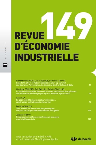  De Boeck - Revue d'économie industrielle N° 149, 2015/1 : L'entrepreneuriat face aux défis de la croissance.