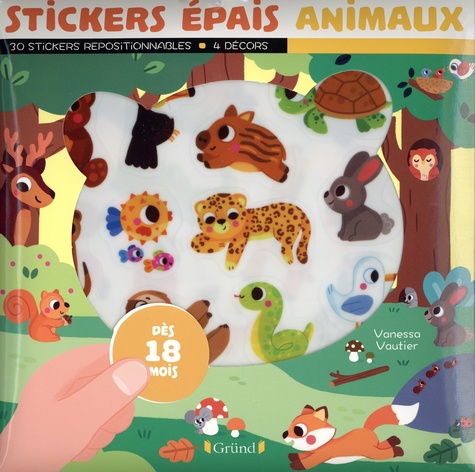 Stickers épais Animaux. 30 stickers repositionnables - 4 décors