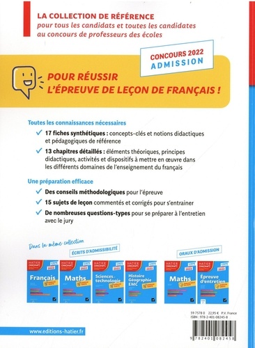 Français CRPE. Epreuve orale d'admission  Edition 2022