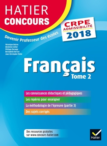 Hatier Concours CRPE 2018 - Français tome 2 - Epreuve écrite d'admissibilité