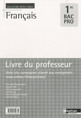 Véronique Bourguignon et Hassan Imini - Français 1e Bac Pro - Livre du professeur.