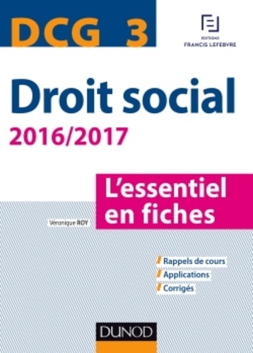 Véronique Roy - DCG 3 Droit social - L'essentiel en fiches.