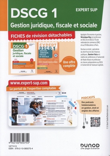 Gestion juridique, fiscale et sociale DSCG 1. Fiches de révision  Edition 2023-2024