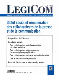 LEGICOM N° 26 - 2002/1 : Statut social et rémunération des collaborateurs de la presse et de la communication