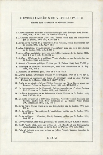 Oeuvres complètes. Tome 20, Jubilé du Professeur V. Pareto, 1917