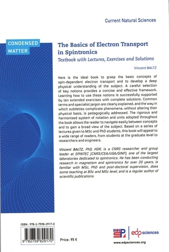 The Basics of Electron Transport in Spintronics. Textbook with Lectures, Exercises and Solutions