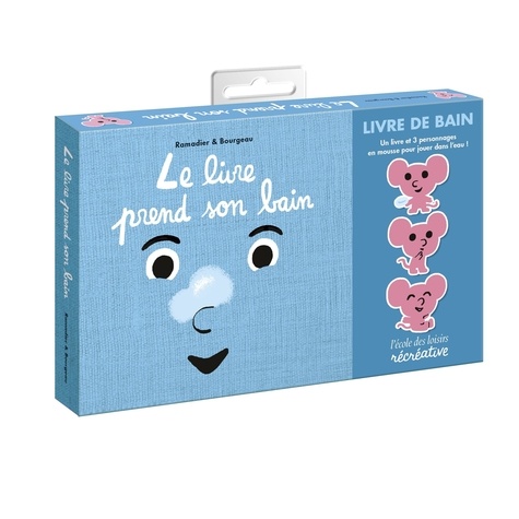 Le livre prend son bain. Avec 3 personnages en mousse