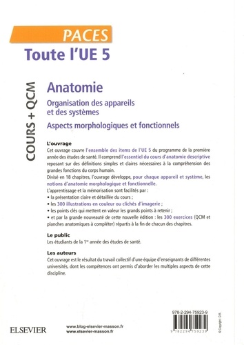 Toute l'UE5 - Anatomie. Organisation des appareils et des systèmes ; Aspects morphologiques et fonctionnels 2e édition