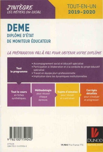 DEME, Diplôme d'Etat de moniteur éducateur. Tout-en-un  Edition 2019-2020