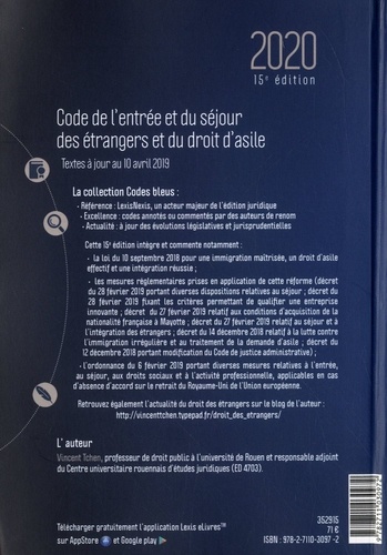 Code de l'entrée et du séjour des étrangers et du droit d'asile  Edition 2020