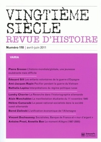 Pierre Grosser et Edouard Sill - Vingtième siècle N° 110, avril-juin 2 : Revue d'histoire.