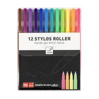 12 stylos roller - Encre gel effet néon
