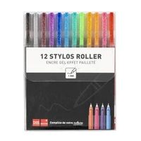 12 stylos roller - Encre gel effet pailleté