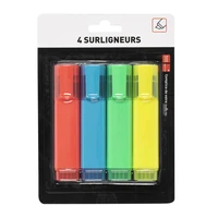 4 surligneurs pointe bisautée