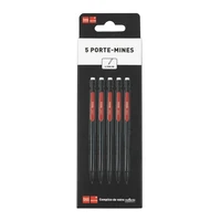 5 porte-mines 0,7 mm avec gomme intégrée