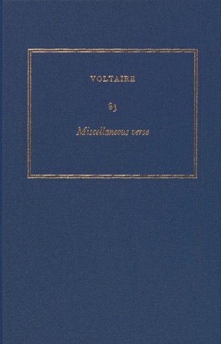  Voltaire - Les oeuvres complètes de Voltaire - Tome 83, Miscellaneous verse.
