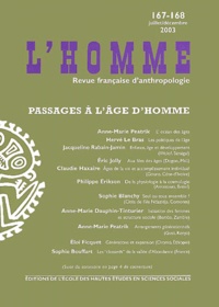 Anne-Marie Peatrik et Hervé Le Bras - L'Homme N° 167-168 juillet-d : Passages à l'âge d'homme.