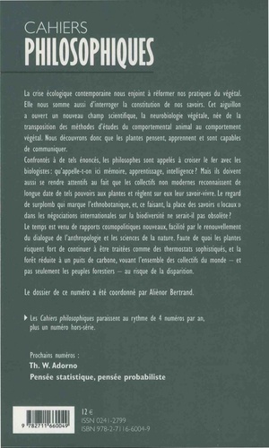 Cahiers philosophiques N° 153, 2e trimestre 2018 Le végétal, savoirs et pratiques. Tome 2
