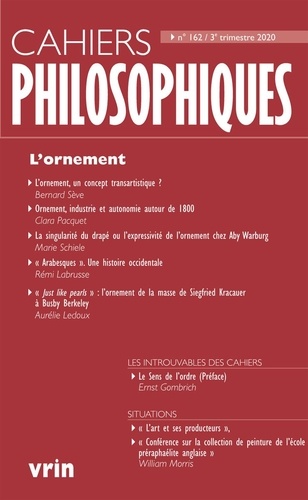  Vrin - Cahiers philosophiques N° 162, 3e trimestre 2020 : .