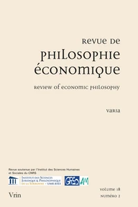 Revue de philosophie économique Volume 18, N° 2