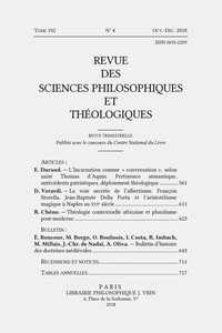  Vrin - Revue des sciences philosophiques et théologiques N° 2018/4 : .