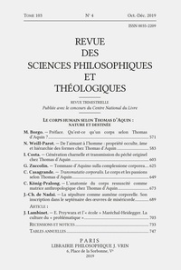  Vrin - Revue des sciences philosophiques et théologiques N° 4/2019 : .