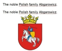 Werner Zurek - The noble Polish family Abgarowicz. Die adlige polnische Familie Abgarowicz..