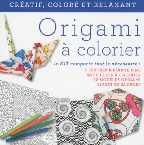  White Star - Origami à colorier - 1 livret, 12 modèles, 48 feuilles à colorier, 7 feutres.