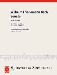 Wilhelm friedemann Bach - Sonate en ré majeur - nach dem Urtext in der Preussischen Staatsbibliothek zu Berlin zum ersten Mal herausgegeben und mit Generalbass versehen. 2 flutes and piano..