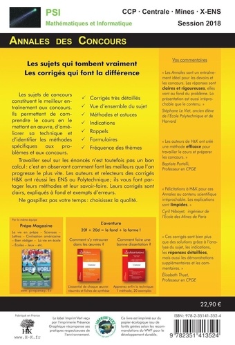 Mathématiques, Informatique PSI  Edition 2018