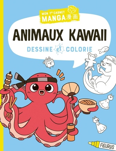 Animaux kawaii. Dessine et colorie