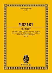 Wolfgang Amadeus Mozart - Eulenburg Miniature Scores  : Quintette Mi bémol majeur - KV 452. piano, oboe, clarinet, horn and bassoon. Partition d'étude..