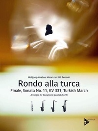 Wolfgang Amadeus Mozart - Rondo alla turca - Finale, Sonata No. 11, KV 331, Turkish March. KV 331. 4 saxophones (SATBar). Partition et parties..