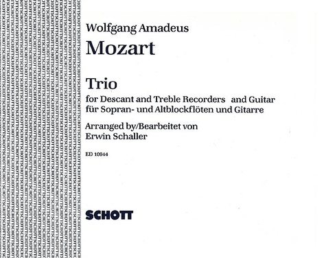Wolfgang Amadeus Mozart - Trio - 2 recorders (SA) and guitar (piano). Partition d'exécution..