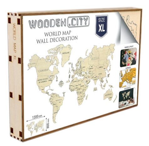 Carte du monde en bois - Taille XL. Puzzle 3D - Wooden City - Livres ...