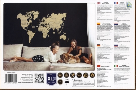 Carte du monde en bois - Taille XL. Puzzle 3D - Wooden City - Livres ...