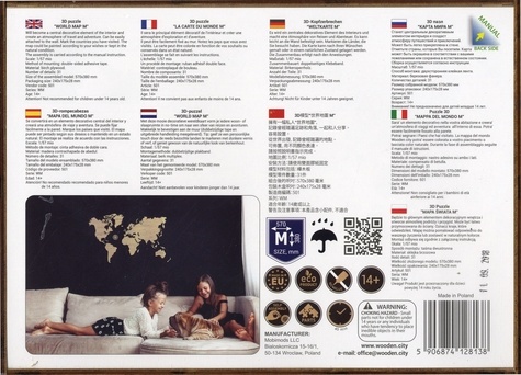 La carte du monde en bois - Taille M. Puzzle en 3D - Wooden City ...