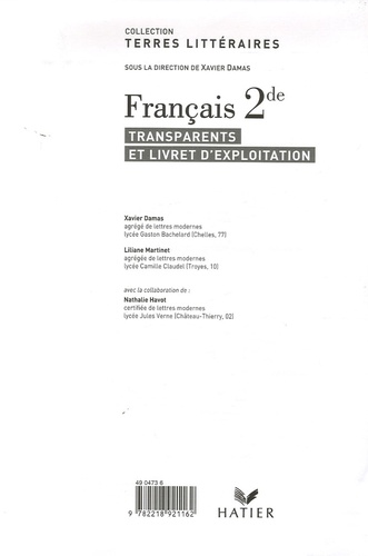 Xavier Damas et Liliane Martinet - Français 2de - Transparents et livret d'exploitation.